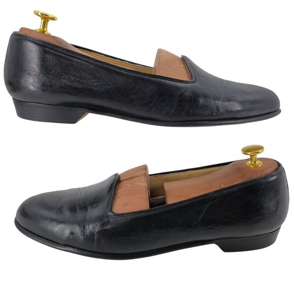 Vintage Bragano Cole Haan Men 10 Italy Black Calfskin Leather Dress Shoe Loafers - Picture 8 of 11
